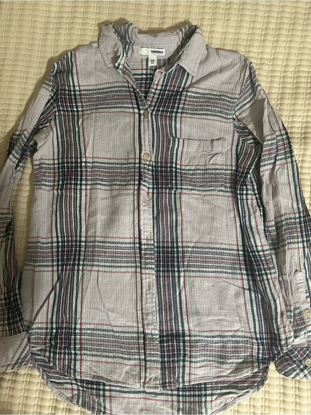 SONOMA women’s Plaid Button-Down Shirt